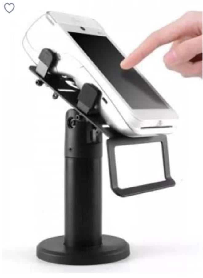 حامل مكتبي قابل للتعديل لأجهزة نقاط البيع (POS) مع قاعدة هاتف مدمجة - أسود - للمطاعم والمحلات - Image 1